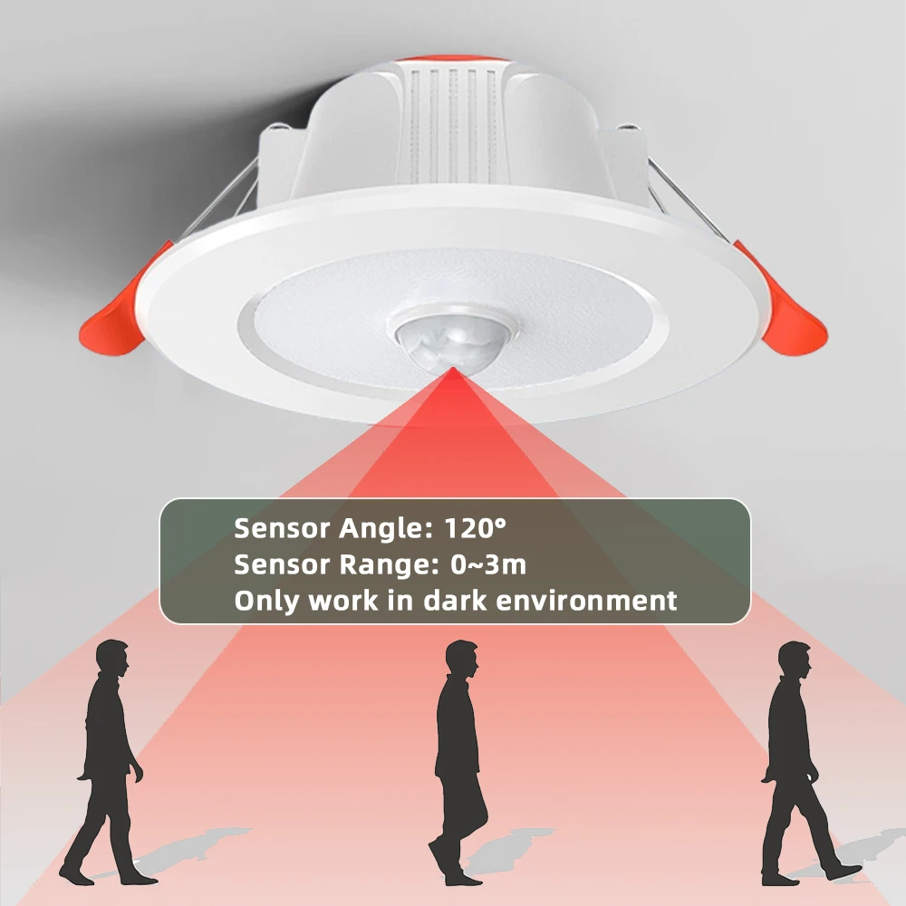 Inteligentny czujnik PIR czujnik ruchu/czujnik radarowy wpuszczana oprawa ledowa typu Downlight wpuszczone w sufit lampa punktowa domowy korytarz pracy światła nocnego w ciemności