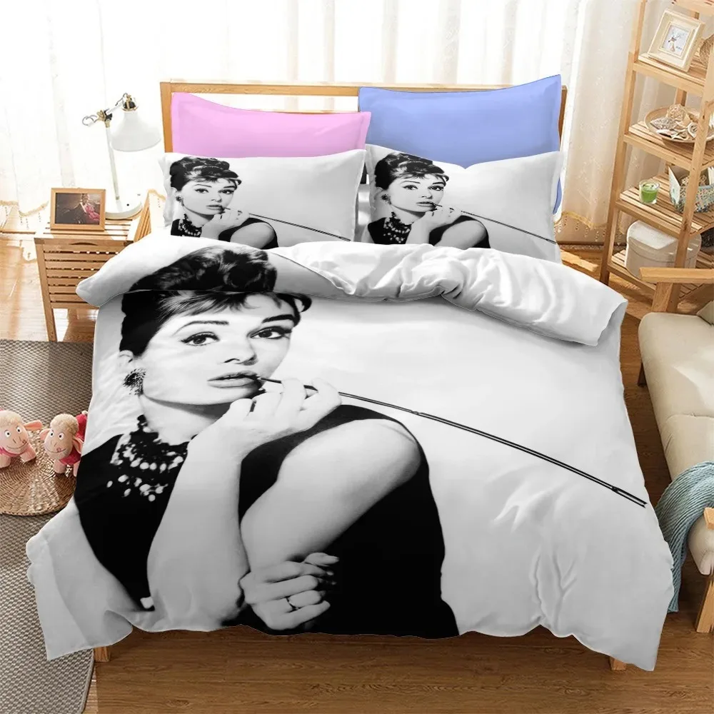 

Audrey Hepburn Goddess of Elegance Bedding Set Bedroom Soft Modern Bedspreads Comefortable Duvet Cover Quilt Cover Pillowcase