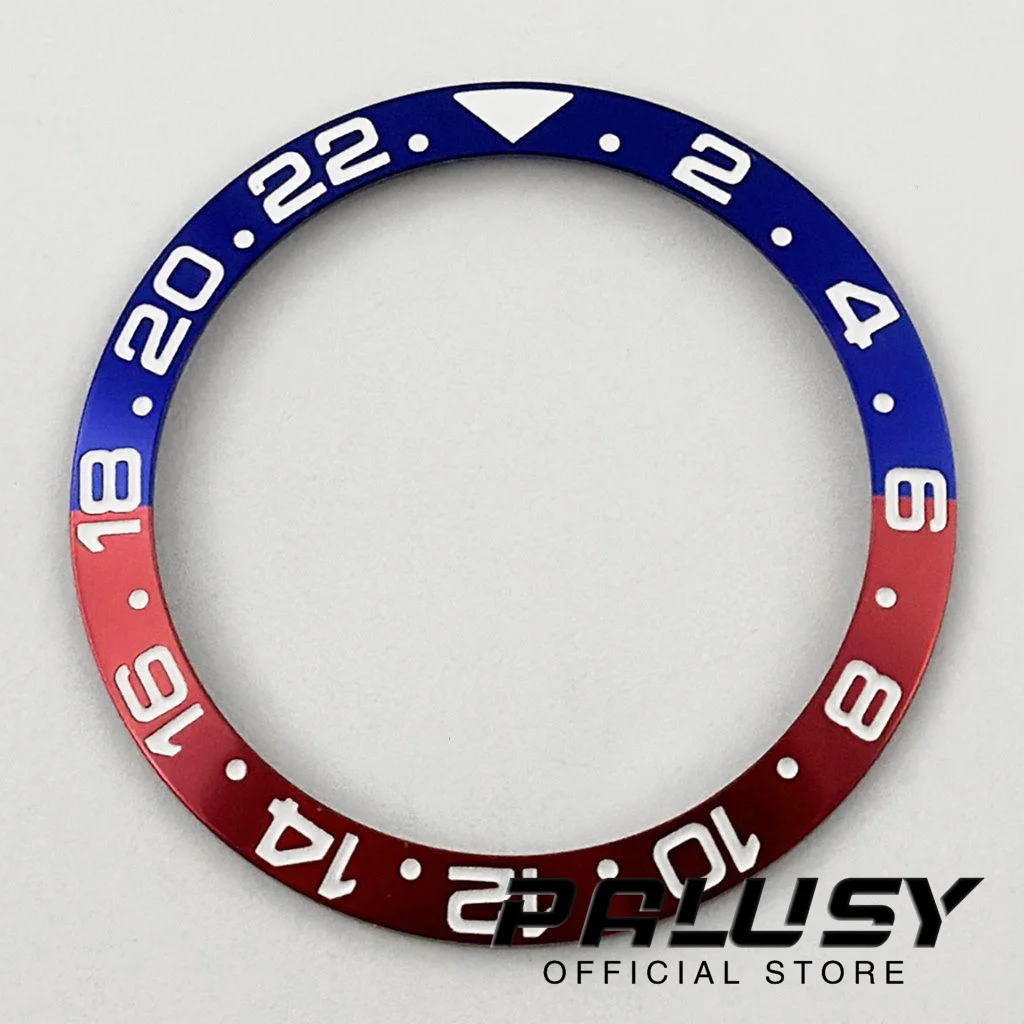 Slope Blue Red 38mm*30.6mm High quality Diving Aluminum Bezel Insert fit 40mm Case NH35 NH34 NH36 GMT Automatic Movement Watch