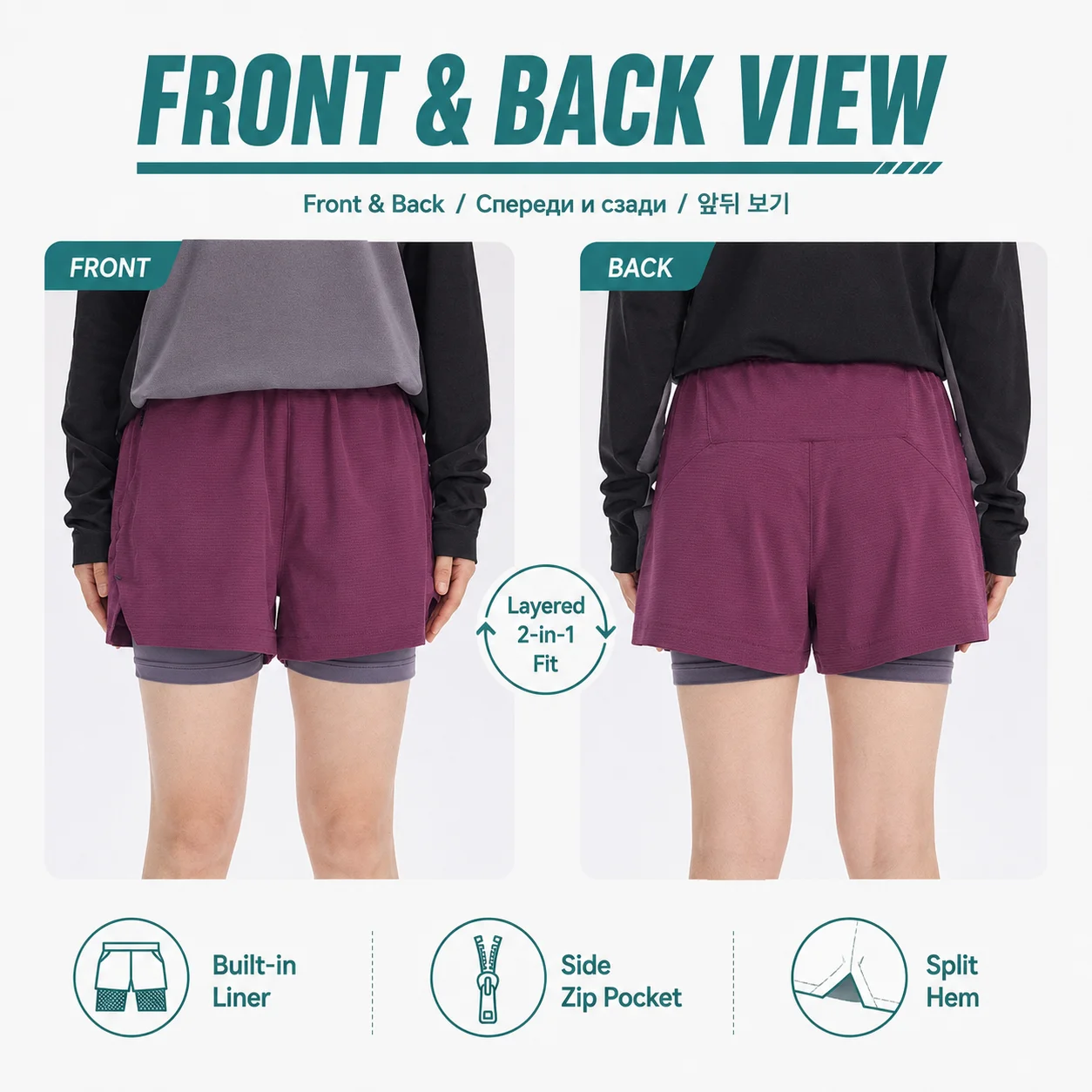 Unisex 2in1 Running Shorts Quick Dry Gym Workout Activewear Double Layer Compression Liner Athletic Fitness Jogging Sweat Shorts