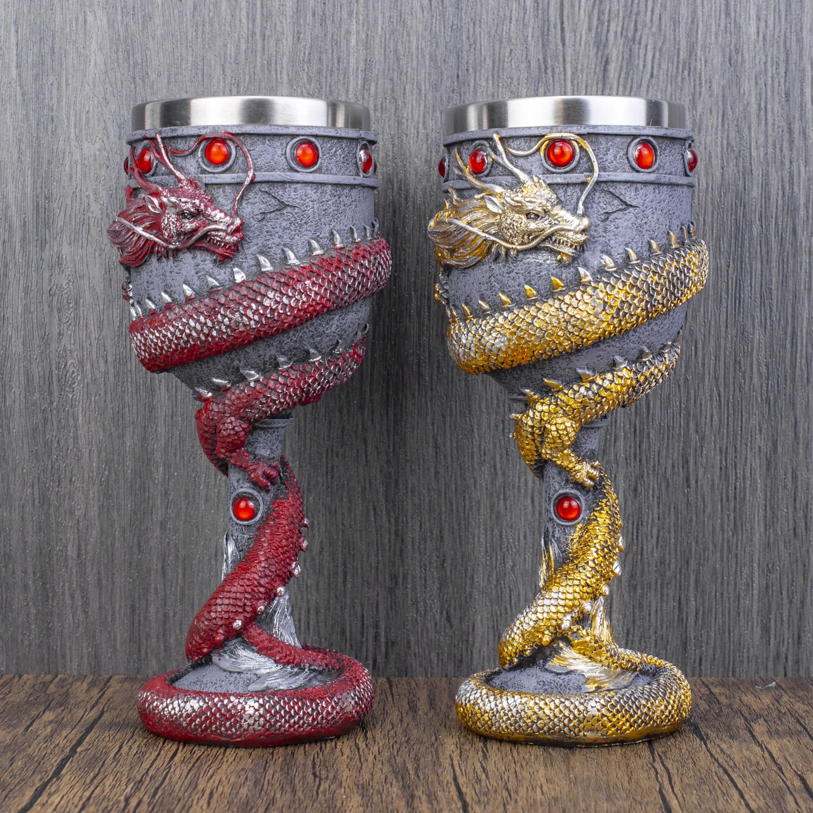 Mighty Asian Dragon Goblet Stainless Steel&Resin Wine Glass Goblet BEST Friend Dirthday Gifts Bar Drinkware Fantasy Chalice