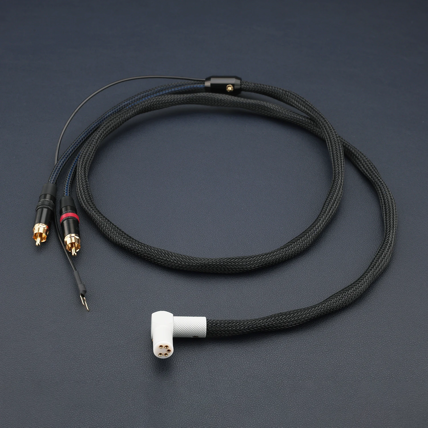 HIFI 90° Right Angle 5 Pin DIN Female to 2 RCA Male Phono Cable Turntable Audio Cord With Grounding Wire For Vinyl Record Player