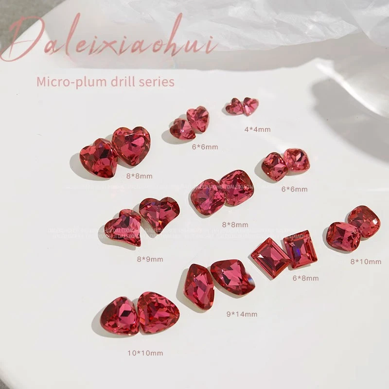 5Pcs Tipsy Rose Red Pointed Back Rhinestone Nail Charms, Sparkly Clear Irregular Gems Mini Decor for DIY Press On Nails Manicure