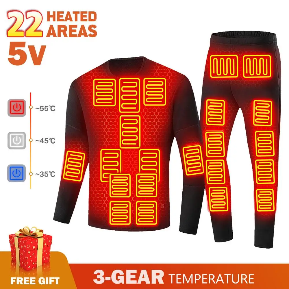 

Heated Underwear Winter Warm Men Heated Jacket Thermal Underwear Cotton Cycling Jacket Cotton Pants Ski Jacket Autumn Pants Set