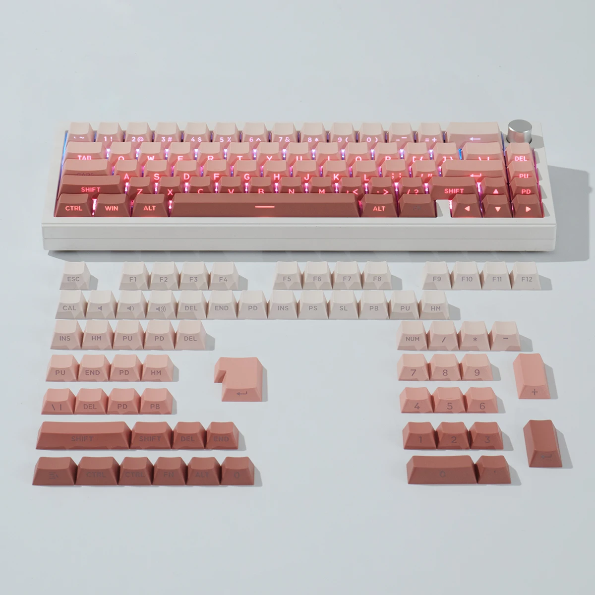 136 Key Gradient Blue keycaps Shine Through Cherry Profile Double Shot PBT keycaps Side Printed Backlit For Mechanical Keyboard