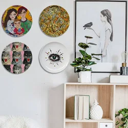Starry Eyes Ceramic Decorative Plate Afternoon Tea Round Tray Plato Decorativos Para Pared Trinket Dish Fruit Salver Nordic