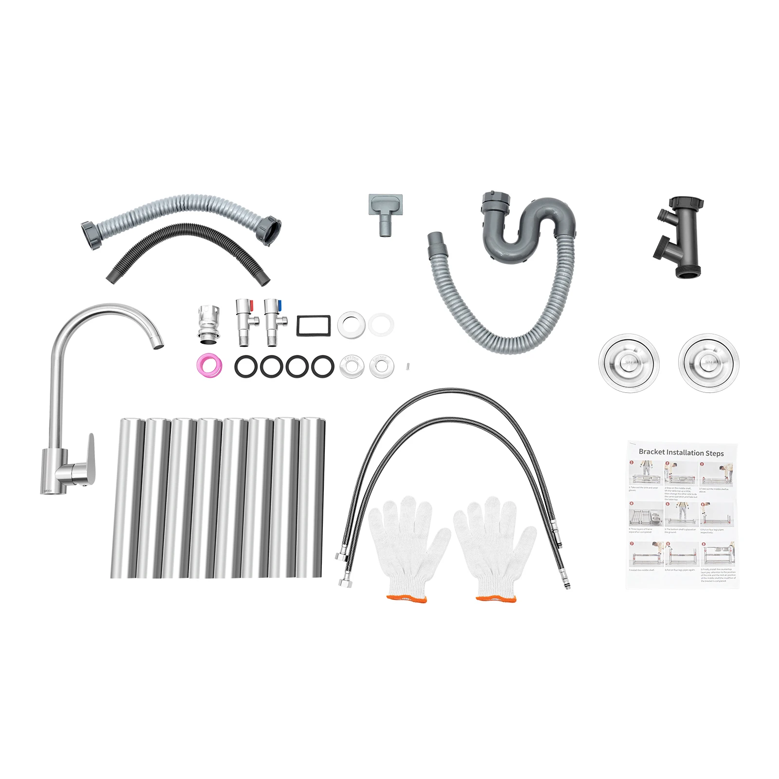 Stainless Steel Commercial Sink Kitchen Utility Sink 2 Compartment + Prep Table