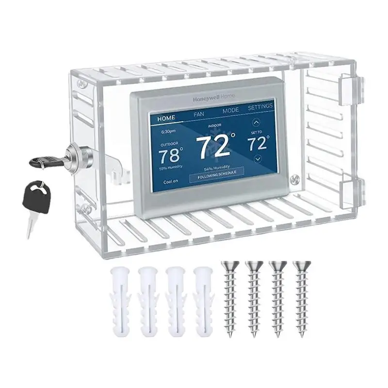 Universal Thermostat Lock Box com chave, Clear Grande, Tampa para termostato na parede