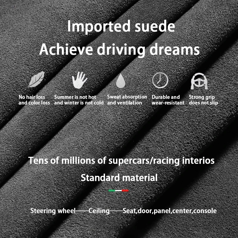 For Toyota C-HR 38CM Steering Wheel Cover Leather Suede Splicing CHR 2.0L 2017 2018 2019 2020 E-CVT 2021 2022 2023 2024