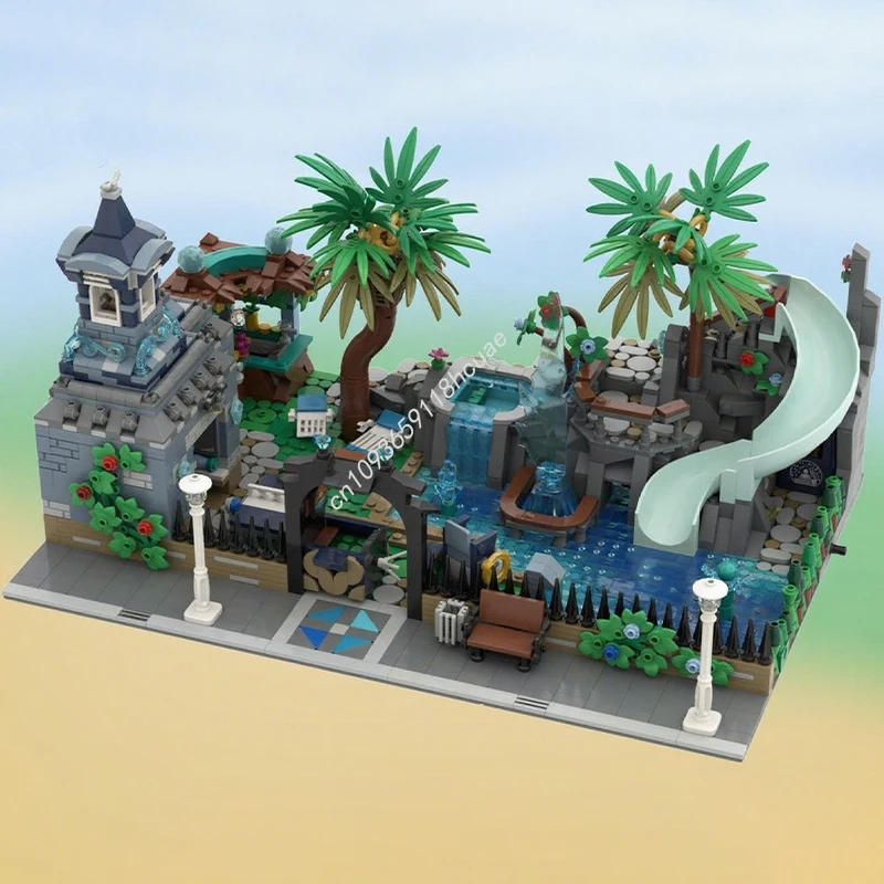 

2368 шт. MOC модульный бассейн модульные здания строительные блоки Рождественский подарок критическое мышление просвещение игрушки семья