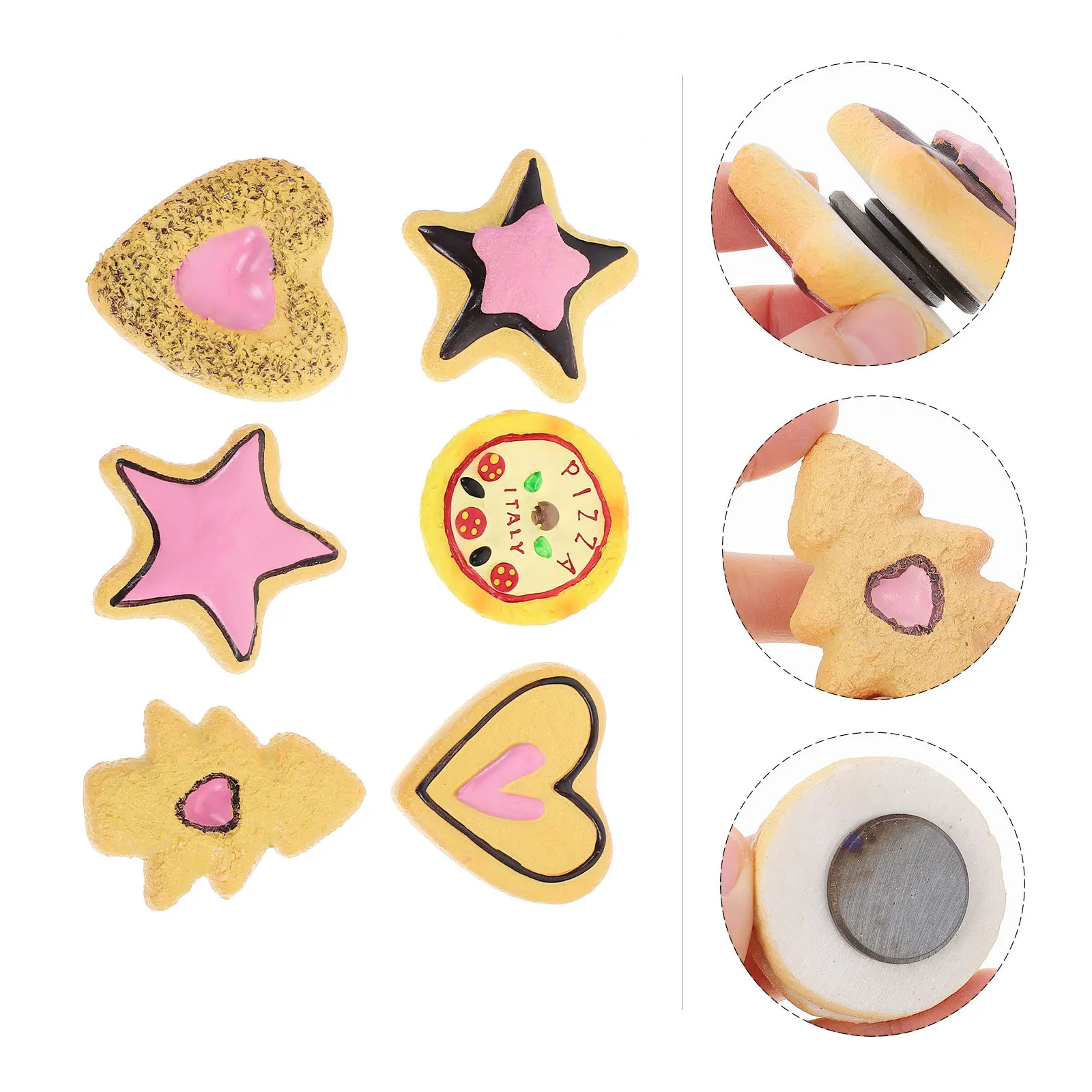 

6 Pcs Simulated Bread Refrigerator Stickers Food Fridge Magnets Cute Chicken-shaped Decoration Strawberry