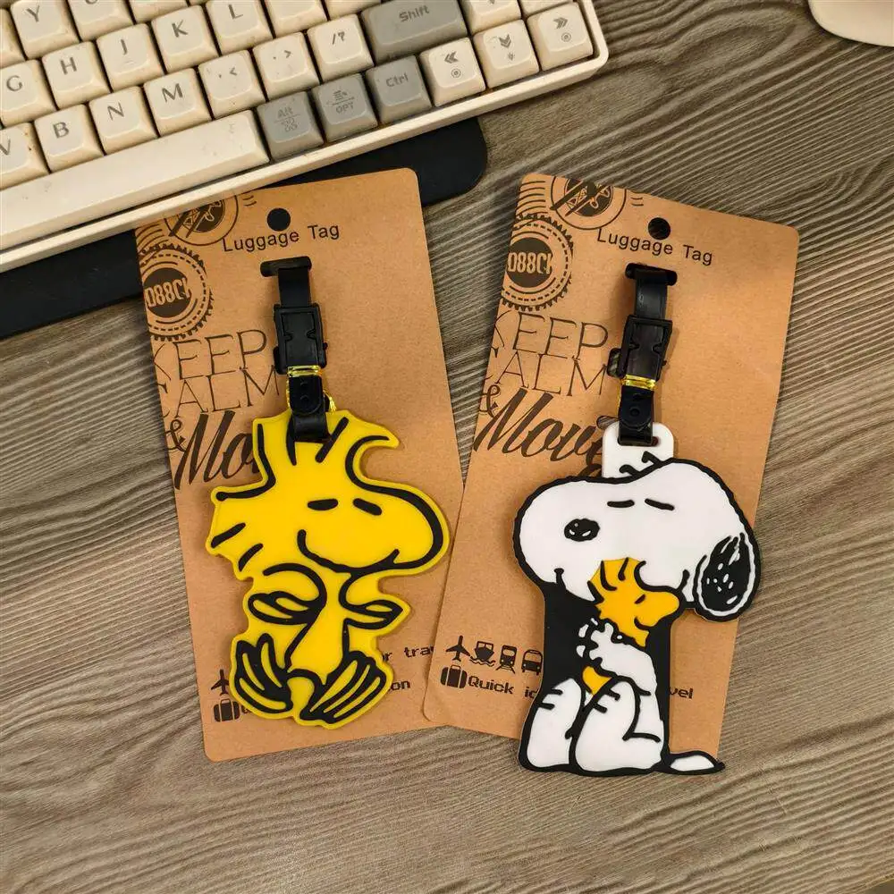 PEANUTS Snoopy Travel Puppy Series Luggage Tag Cute Cartoon Suitcase Name Tag Bag ID Holder Adjustable Strap Travel Accessory - view 6