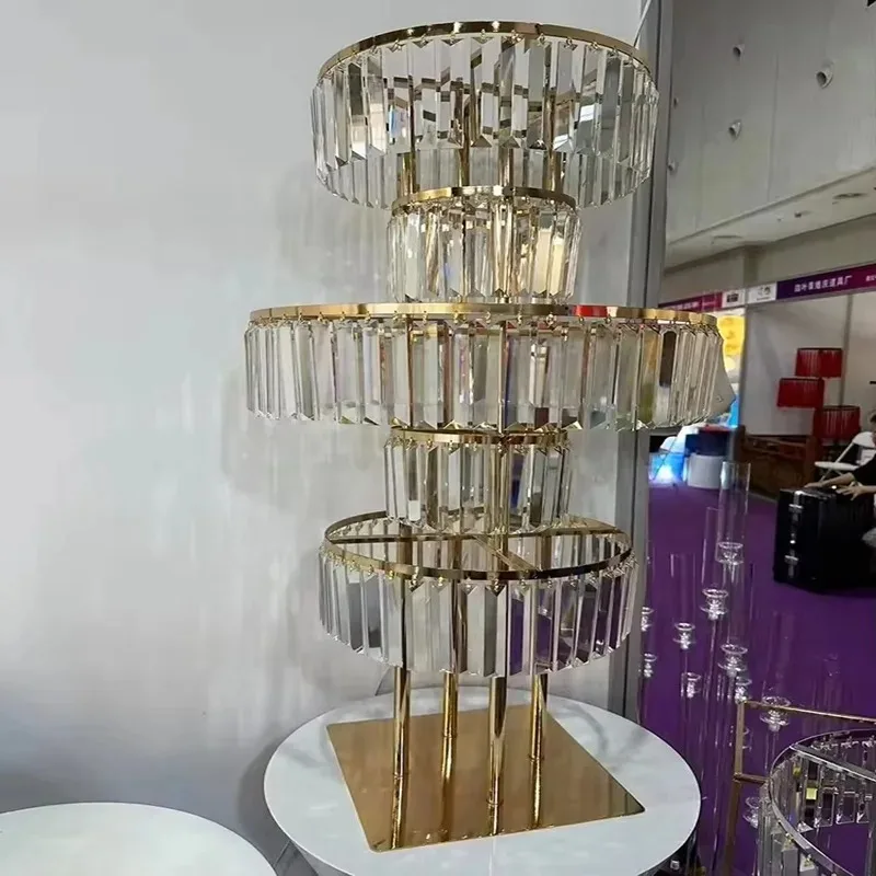 5-stufiger Acryl-Blumenständer für Hochzeiten, Goldene Tischvase als Dekoration für Hochzeit, Brautparty, Jubiläum, Moderner Luxus – Detail 5
