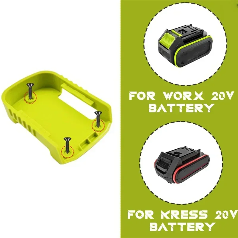 2pcs Mounts Storage Stand Holder Tools Power Battery For Worx 4PIN 20V Green For Kress 20V Battery Hold Shelf Rack Storage Case