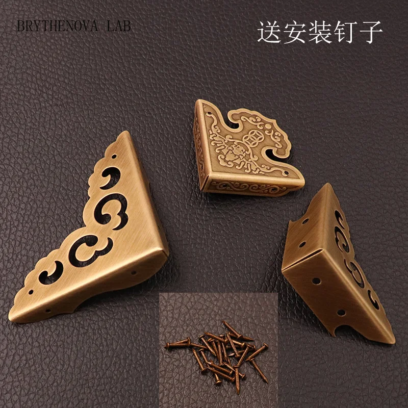 1pc Decorative Solid Brass Corners Protectors Metal for Cabinet Furniture Wooden Box Corner Brackets Guards -