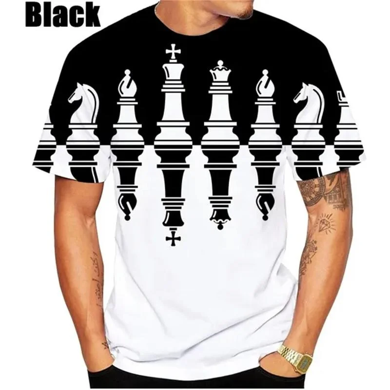 Casual Chess Game T Shirt Clothes Black White Chessboard Men's T Shirts 3d Printed Casual Daily Simple Fun Round Neck Tee Top