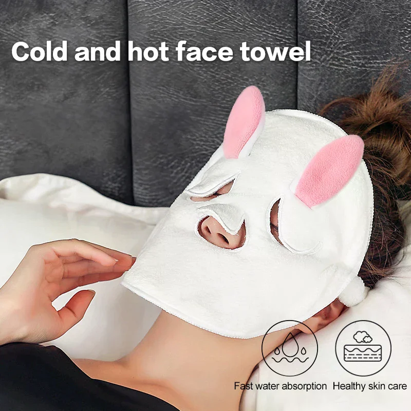 Toalla de algodón para compresa fría y caliente, compresa húmeda, toalla facial al vapor, mascarilla para el cuidado de la piel, herramienta de belleza hidratante para limpiar los poros de la piel