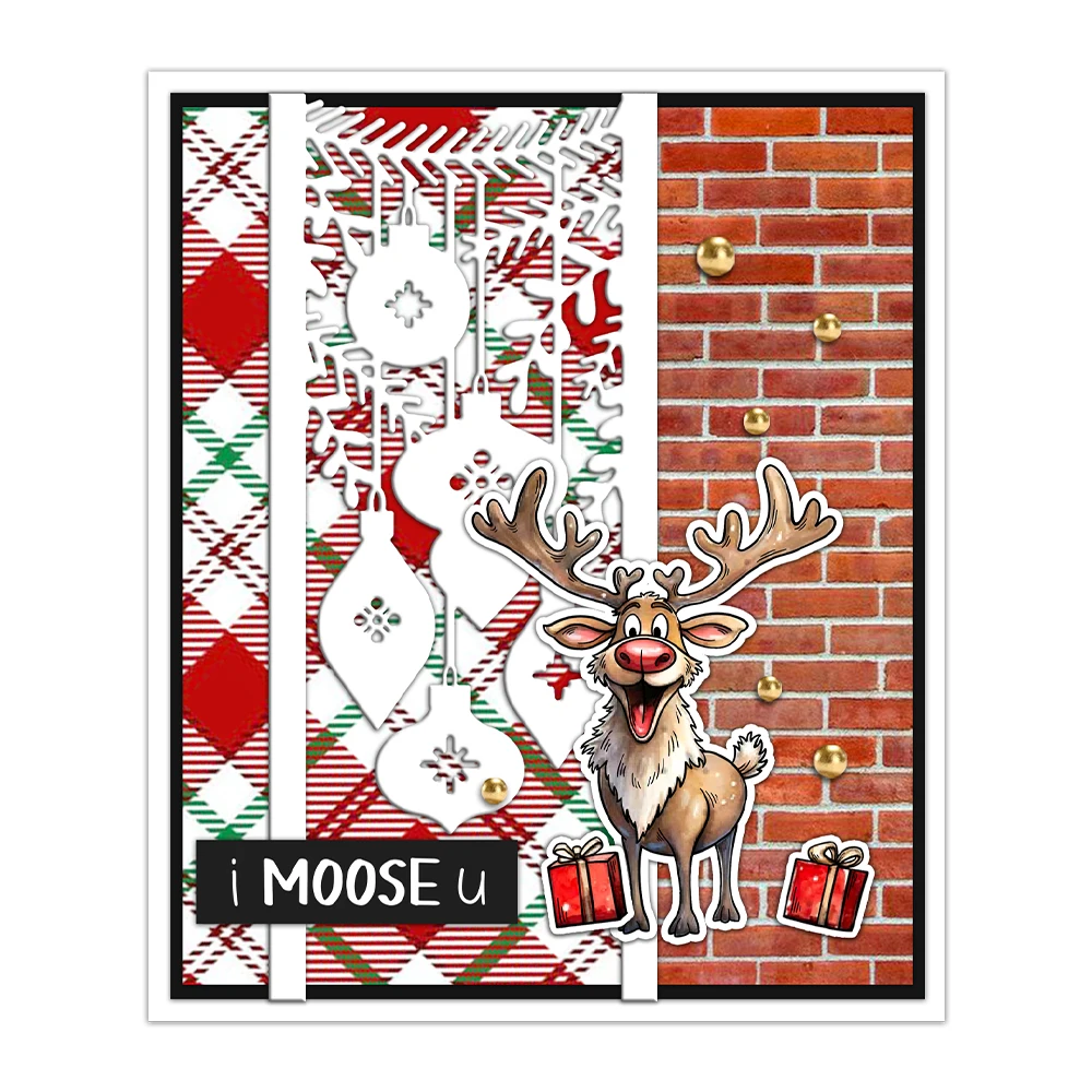 Mangocraft Cute Christmas Reindeer Cutting Dies Clear Stamp DIY Scrapbooking Metal Dies Silicone Stamp For Cards Albumy Decor