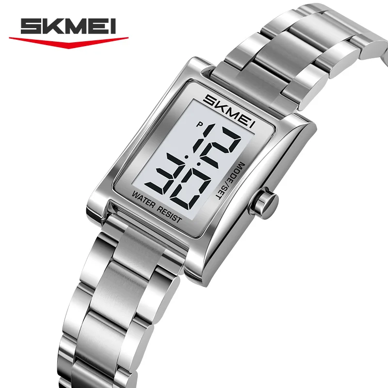 SKMEI 2569 Original Wristwatch Full Steel Band Electronic Watch for Women Clock Bracelet Gifts Digital Mini Watches Luxury Male