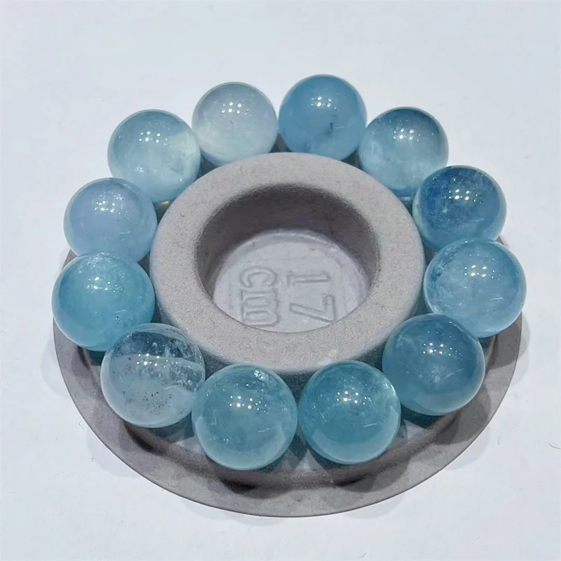 Imagem -02 - Aquamarine Quartz Crystal Sphere Faça Você Mesmo Pulseira Oração Espiritual Pedra de Meditação 1819 mm Pcs Natural