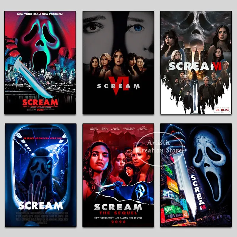 Classic Horror Movie Scream  Poster  Thrilling Series Film Print Canvas Painting for Bedroom  Cinema Room Decor  Large Art Pictu