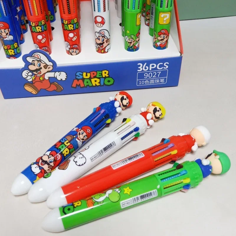 Bolígrafo de Gel de Super Mario de 0,5mm, papelería escolar bonita de 10 colores, suministros de oficina, regalo de regreso a la escuela