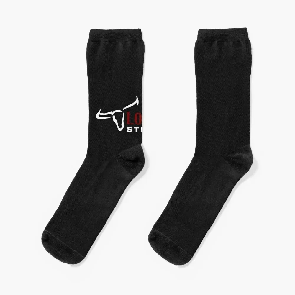 

Longhorn-New-York-Steakhouse-Restaurant-Food-Logo-Cool-T-Shirt Socks cool hiking Wholesale gym Socks Men's Women's