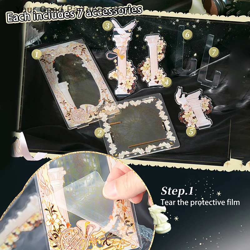 Creative Acrylic Standing Display Stand Ornaments Romantic Background Board Cartoon Anime Badge Display Desktop Accessories Gift