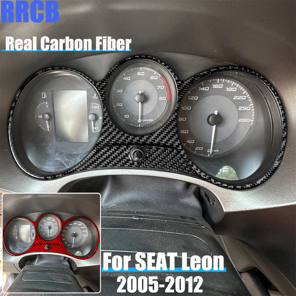 Real Carbon Fiber Car Accessories Speedometer Trim Soft Cover Sticker For SEAT Leon MK2 2005 2006 2007 2008 2009 2010 2011 2012