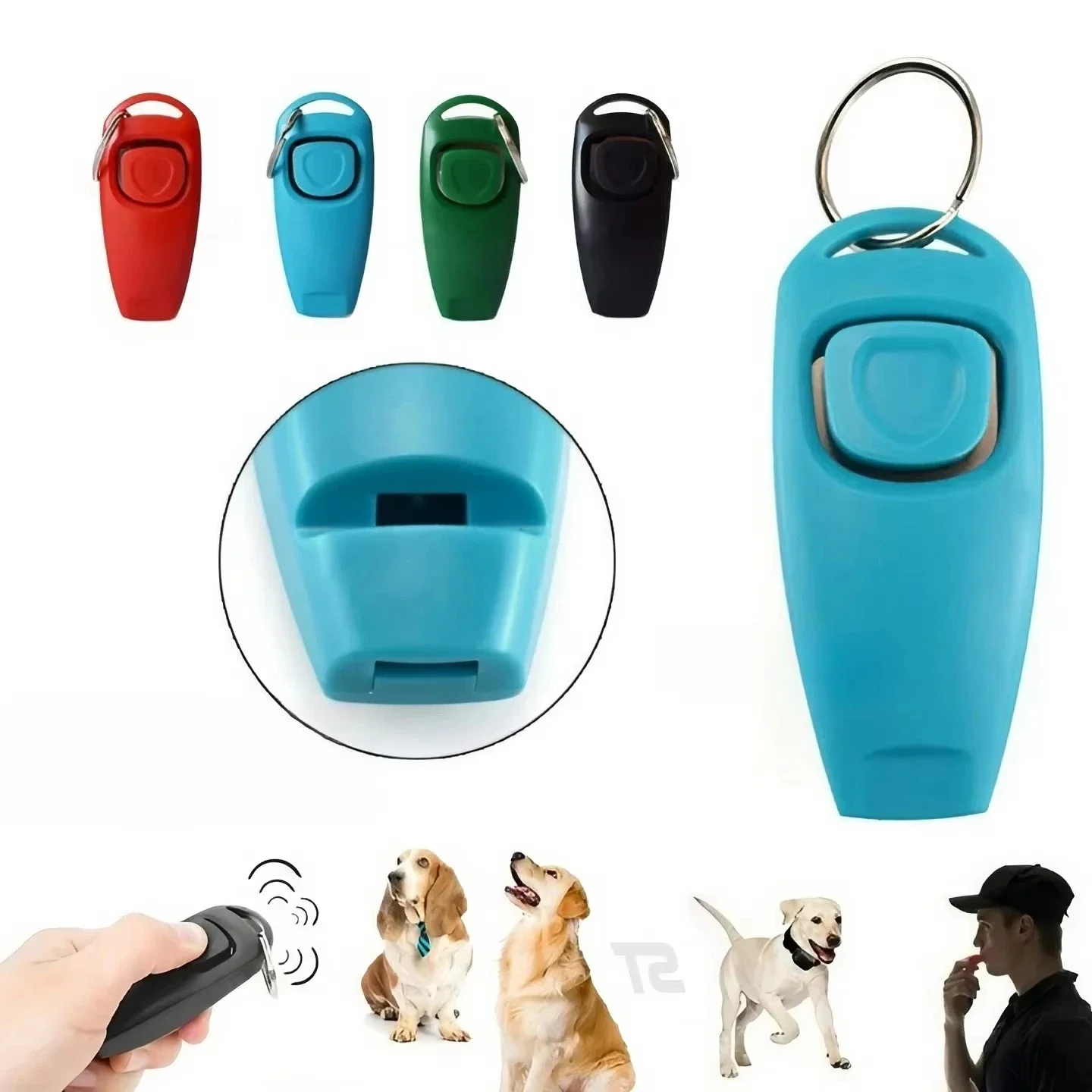 2 in 1 Pet Training Clicker Whistle with Keyring Multifunction Dog Puppy Flute Trainer Pet Training Supplies