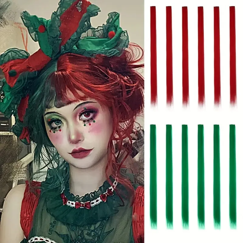 

22-дюймовые синтетические длинные прямые волосы для наращивания, термостойкие волосы на клипсе для рождественского косплея, вечерние шиньон 1 шт.2026