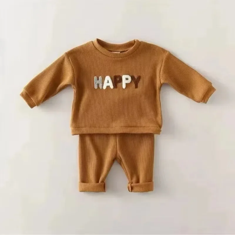 بيبي بوي فتاة نمط بلايز عادية + طفل فضفاض بنطلون 2 قطعة ملابس البدلة جديد ربيع الخريف موضة ملابس الاطفال مجموعة طفل #4