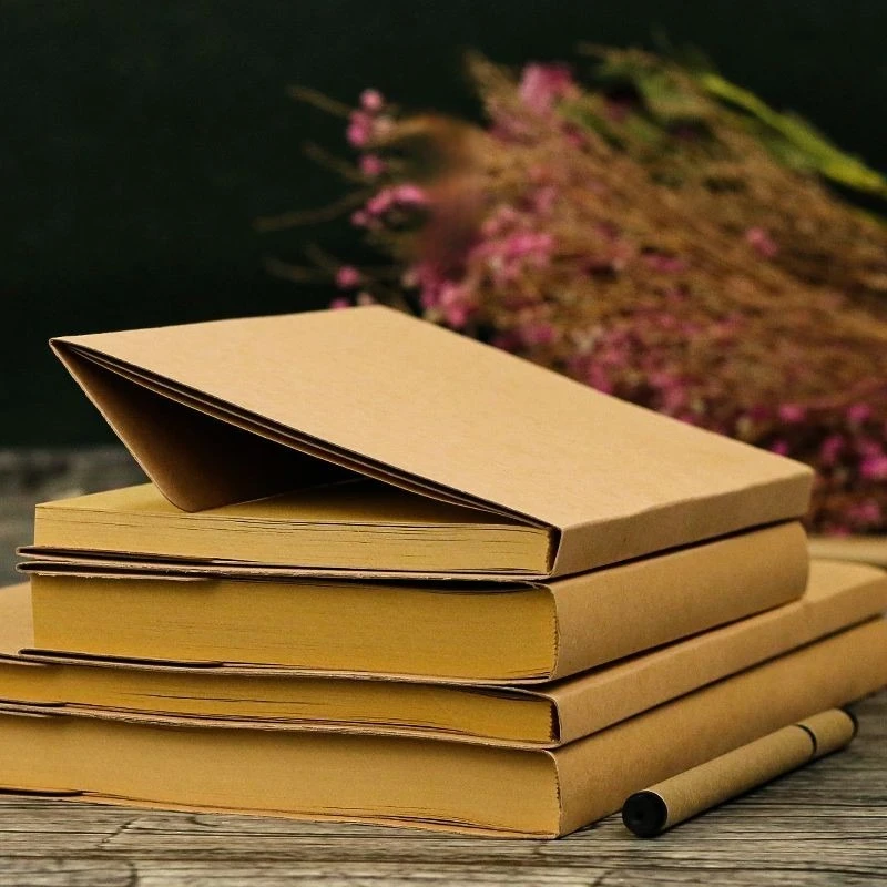 Thick Kraft Blank Sketchbook Plain White Drawing Notebook Lay Flat Bare Back Kraft Paper Pad for Sketching Hand Painting