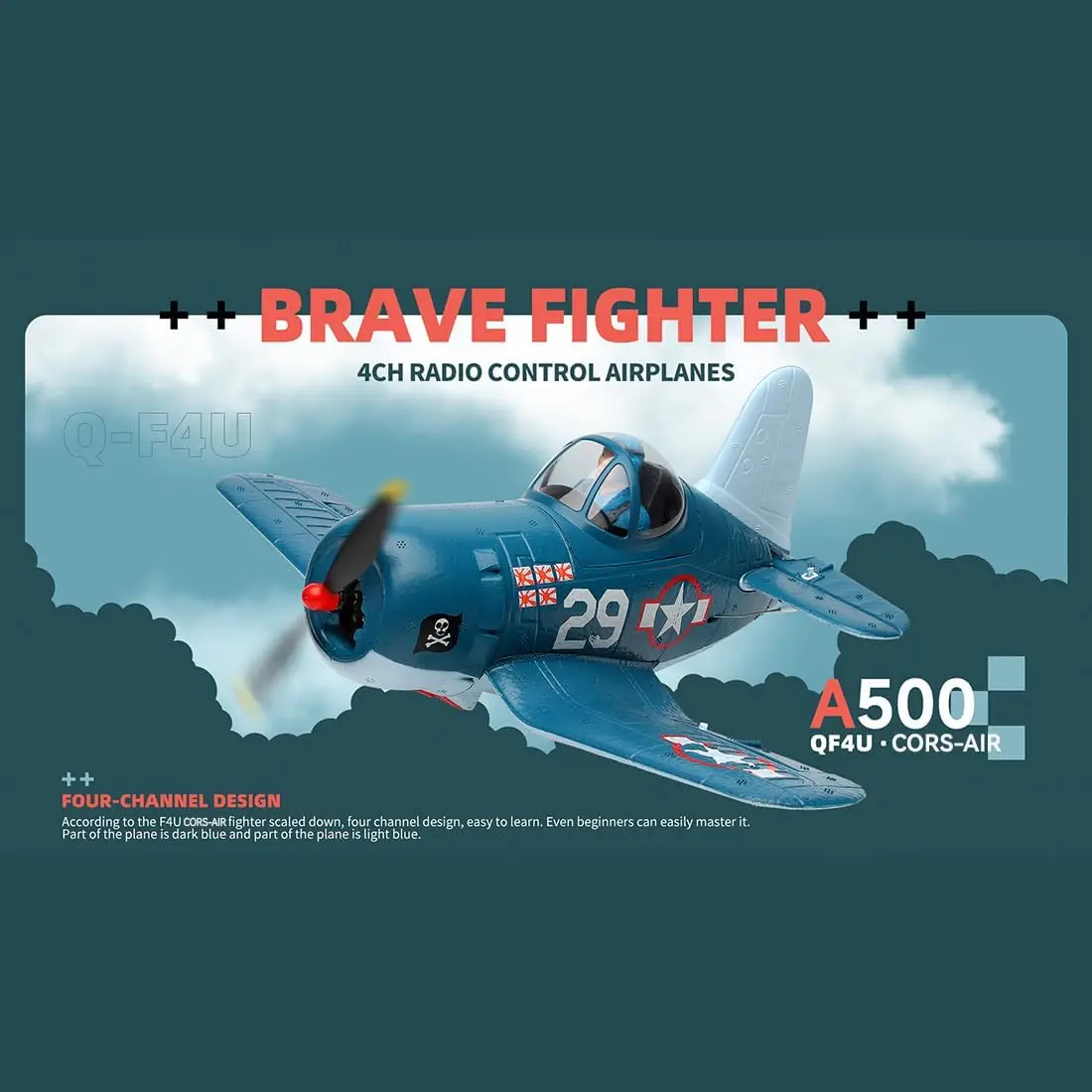 A500 Brushless RC Plane, Beech D17S WWII Scale RC Biplane, 2.4G 4CH 3D/6G Gyro Stabilization Fixed Wing Airplane PP Crash Resist