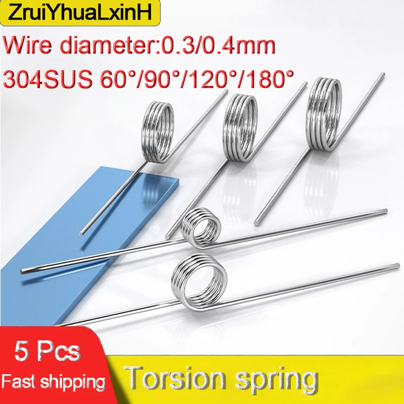 

304SUS Torsion Contacts V Type Spring Twist clamp Wire Diameter 2.0mm Torsional Spring，Outside diamet: 10-20MM 60/90/120/180°