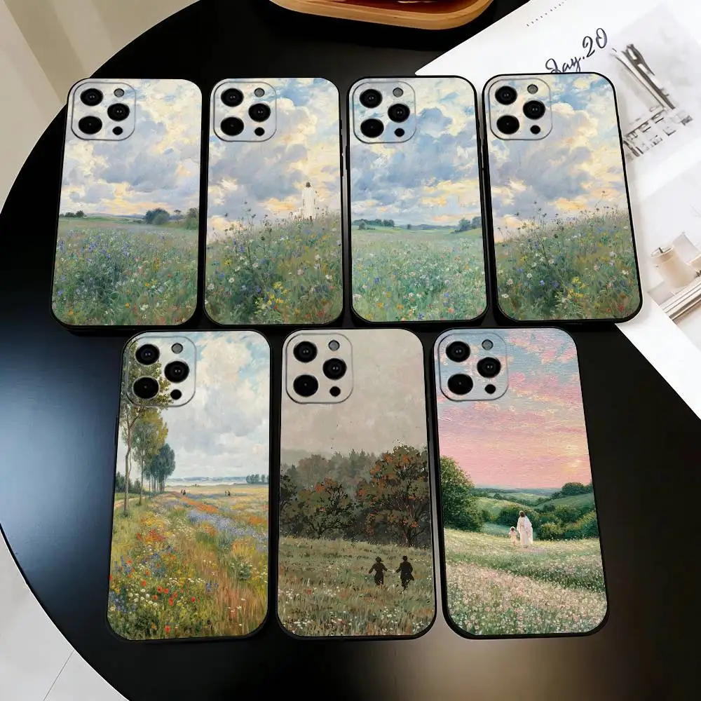 

Oil Painting Series Phone Case For iPhone 17,16,15,14,13,12,11 Plus,Pro Max,XS,Soft Silicone Black Cover