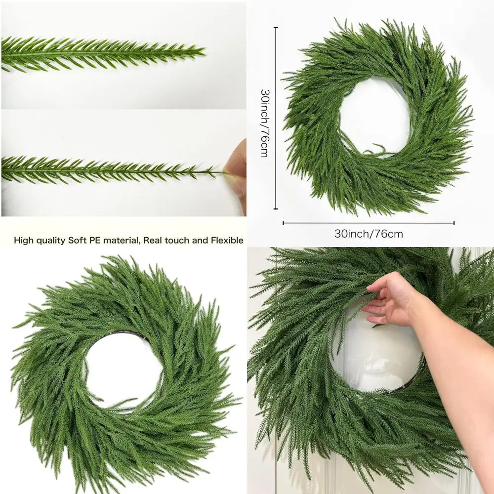 

All-Season 30 Artificial Norfolk Pine Wreath for Front Door - Green Holiday Decor for Indoor & Outdoor Use