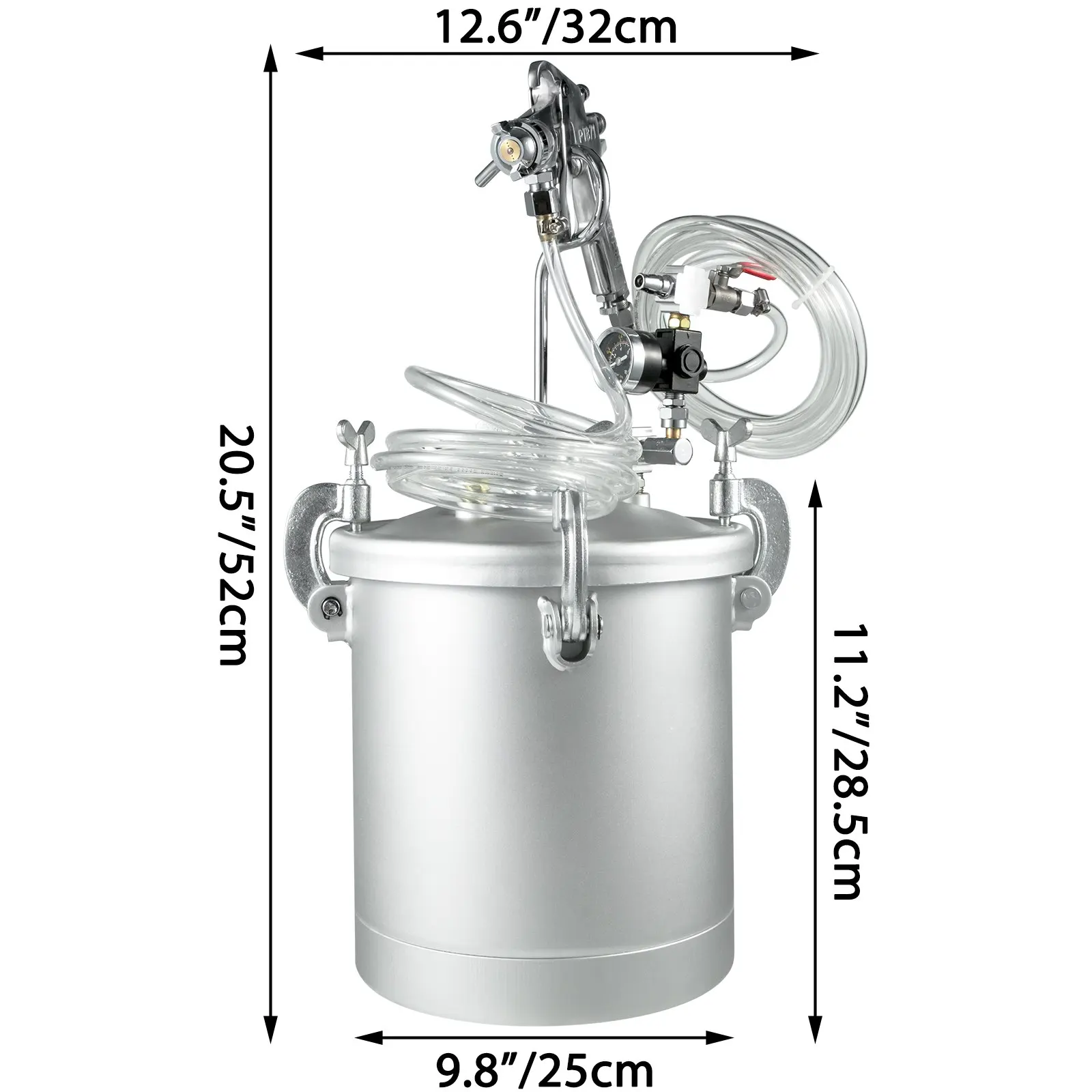 Pressure Pot Tank 10L Pressure Pot Paint Sprayer 2.5 Gallon Paint Pressure Pot Stainless Paint Tank with 3.5mm Nozzle Spray Guns