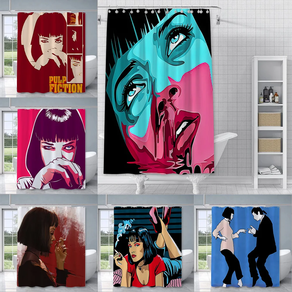 Mia Wallace character Shower Curtain Waterproof Polyester Fabric Colorful Bath Curtains Home Bathroom Decor Curtain With Hook