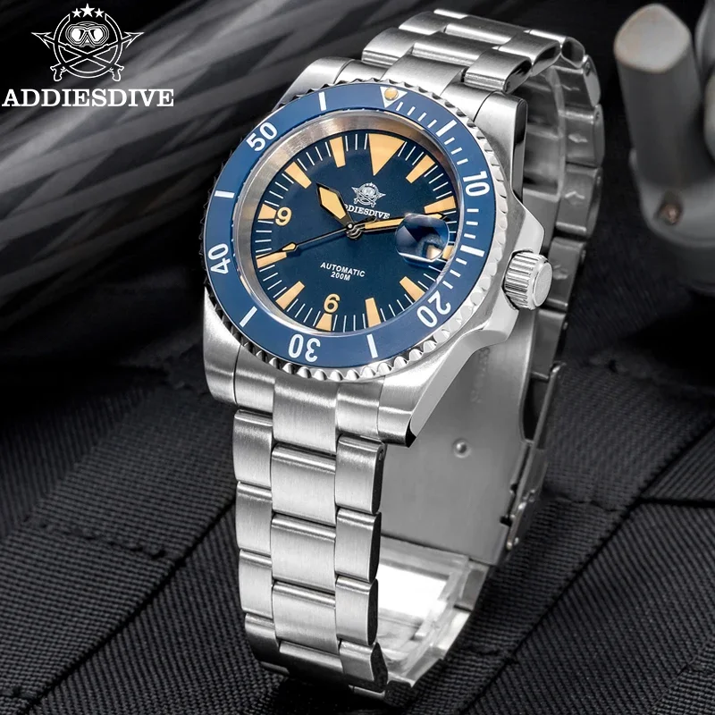 ADDIESDIVE Top Sale Men\'s Watch 20Bar Diving Sapphire Crystal Ceramic Bezel C3 Luminous Relogio Automatic Mechanical Watches