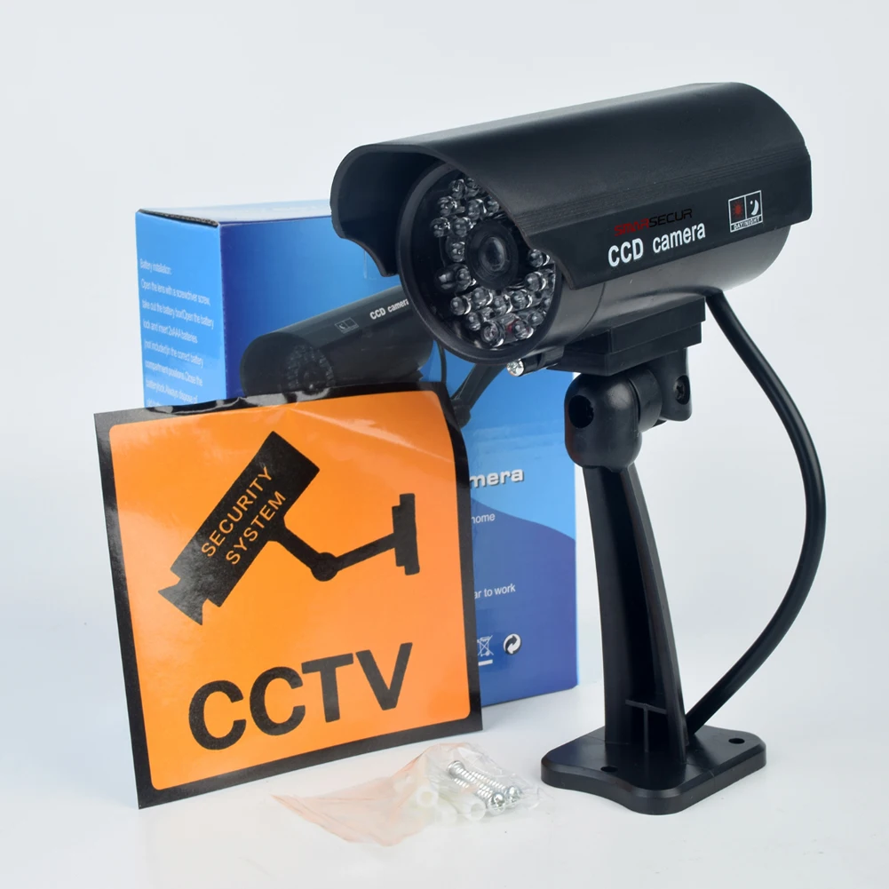 Dummy Security Cameras Simulated Dummy Surveillance Security Camera with Red Flashing LED,Fake Security Camera 1 PACK