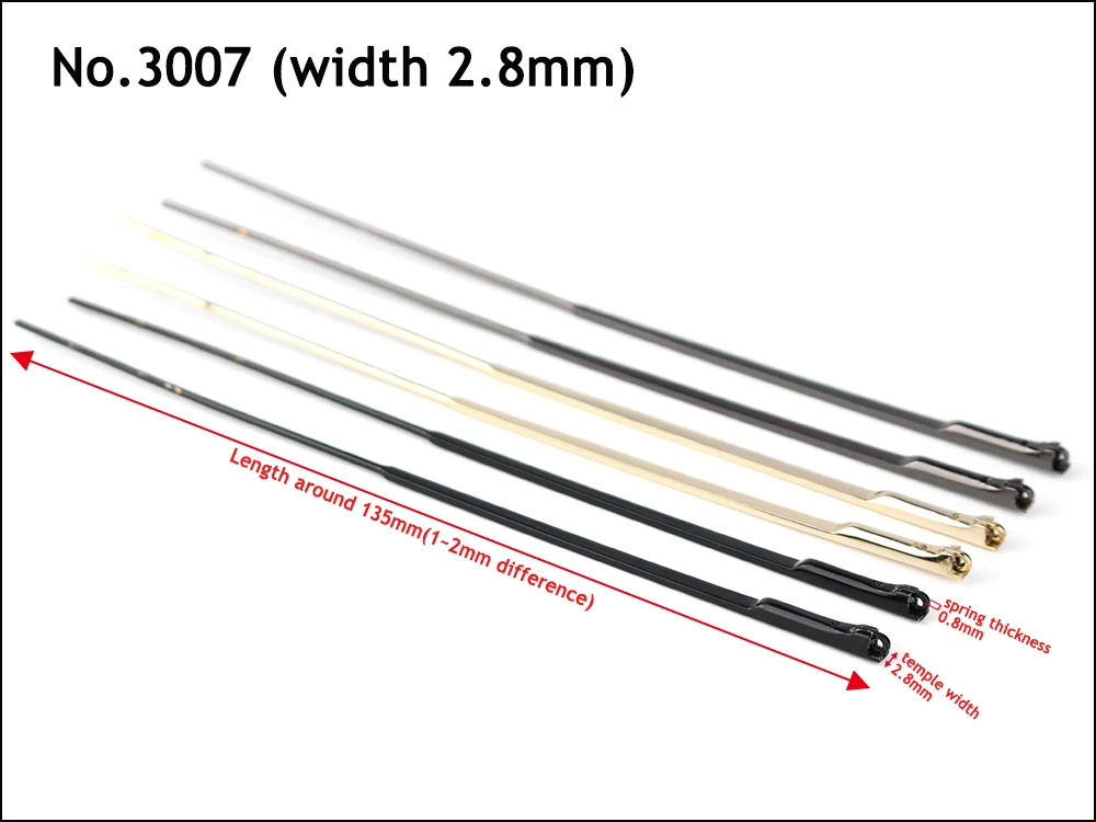 용수철 경첩 달린 금속 안경 안경테, 안경테 수리 부품, 골드 실버 블랙, 2.6mm, 2.8mm 너비, 1 쌍