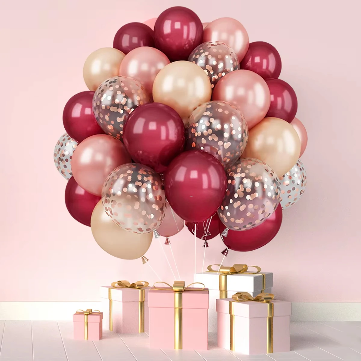 33Pcs Burgundy Champagne Gold Rose Gold Confetti Balloons Wedding Party Decoration Adults Wedding Supplies – Detail 1