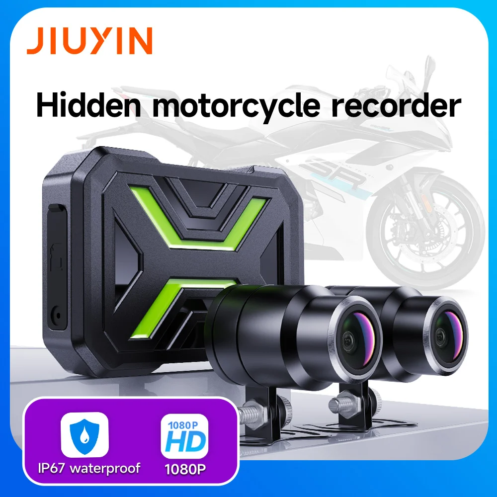JIUYIN Motorcycle Dual DVR WiFi Smart Connect 1080P Action Camera Recorder Front & Rearview Waterproof Motorcycle Dash Cam