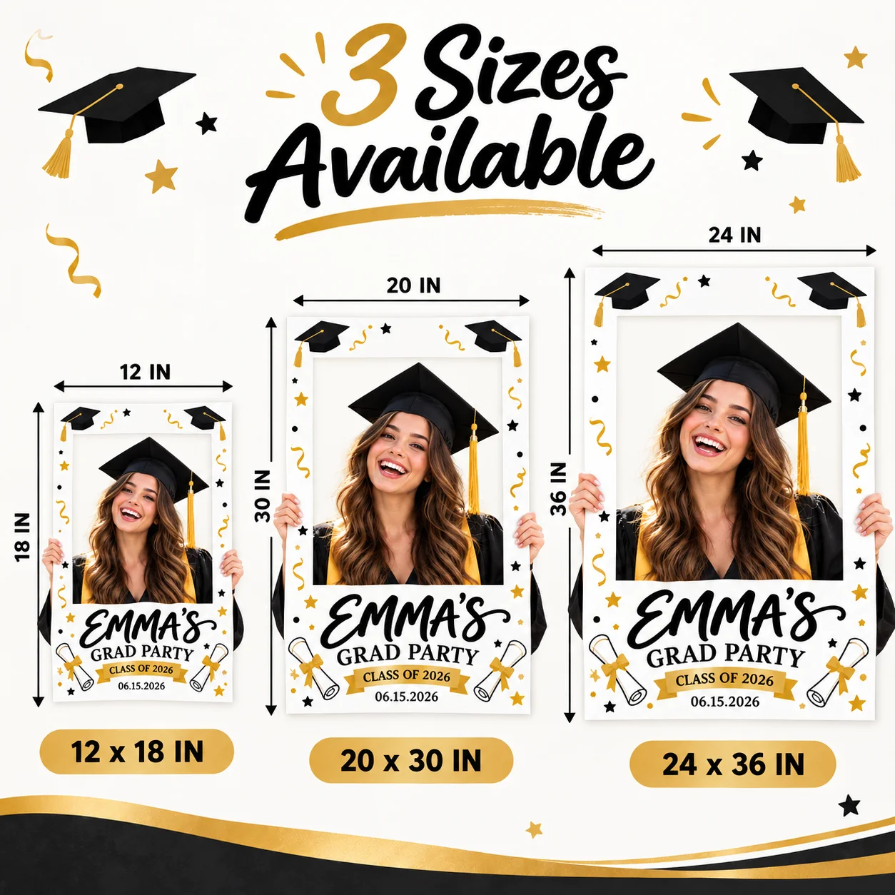Custom Photo Booth Frame Personalized Party Selfie Frame Prop Corrugated Plastic Cutout for Wedding Birthday Graduation Events