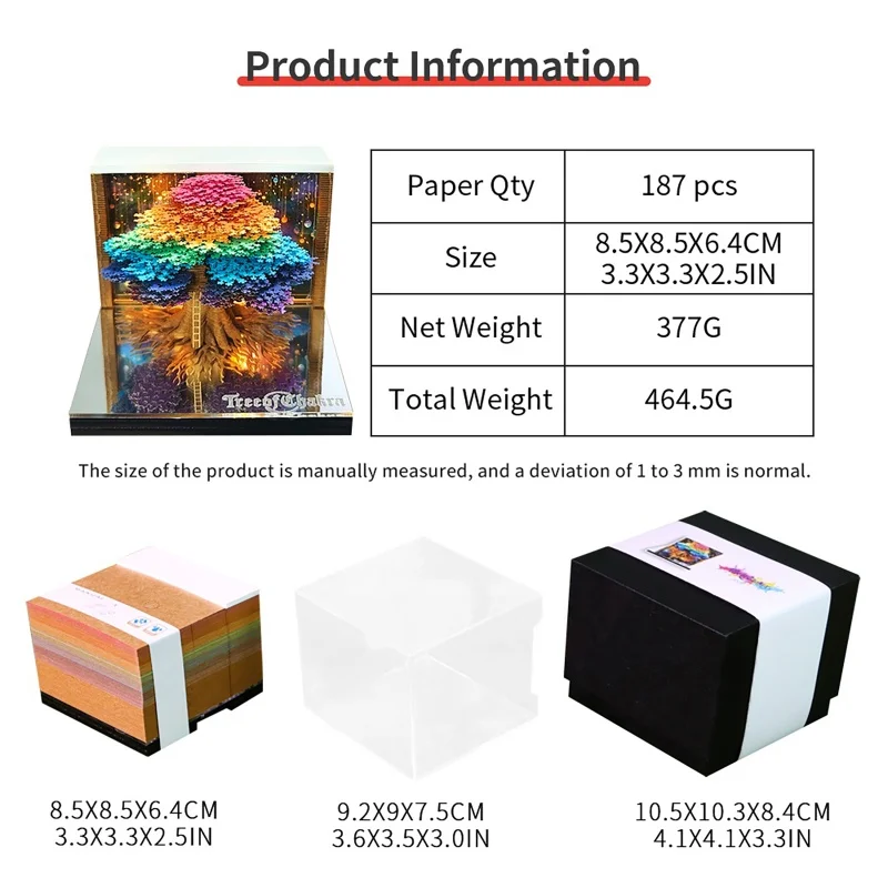 2026 Table Calendar with LED Light and 3D Carving Art, Tear-Off Memo Pad, Notepad, Perfect Christmas Gift