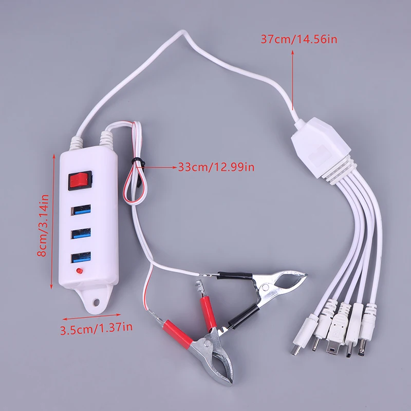 

3-Pin USB Clip Charger with Switch; Universal Battery Charging for Phones