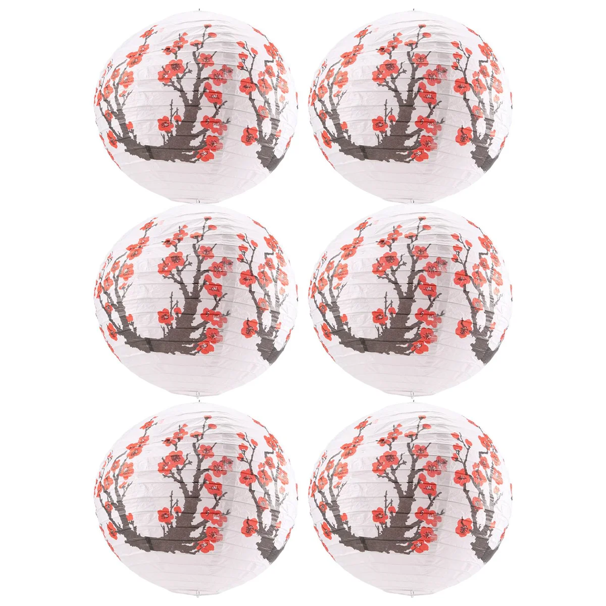 6-pack 12 inch bloemen papieren lantaarn witte ronde Chinese Japanse papieren lamp voor thuis bruiloft decoratie