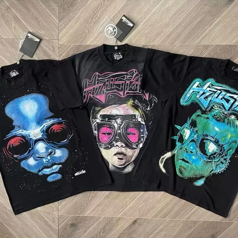 

24ss Black Washed Short Sleeve Top Quality Pure Cotton Oversized Graphic T Shirts