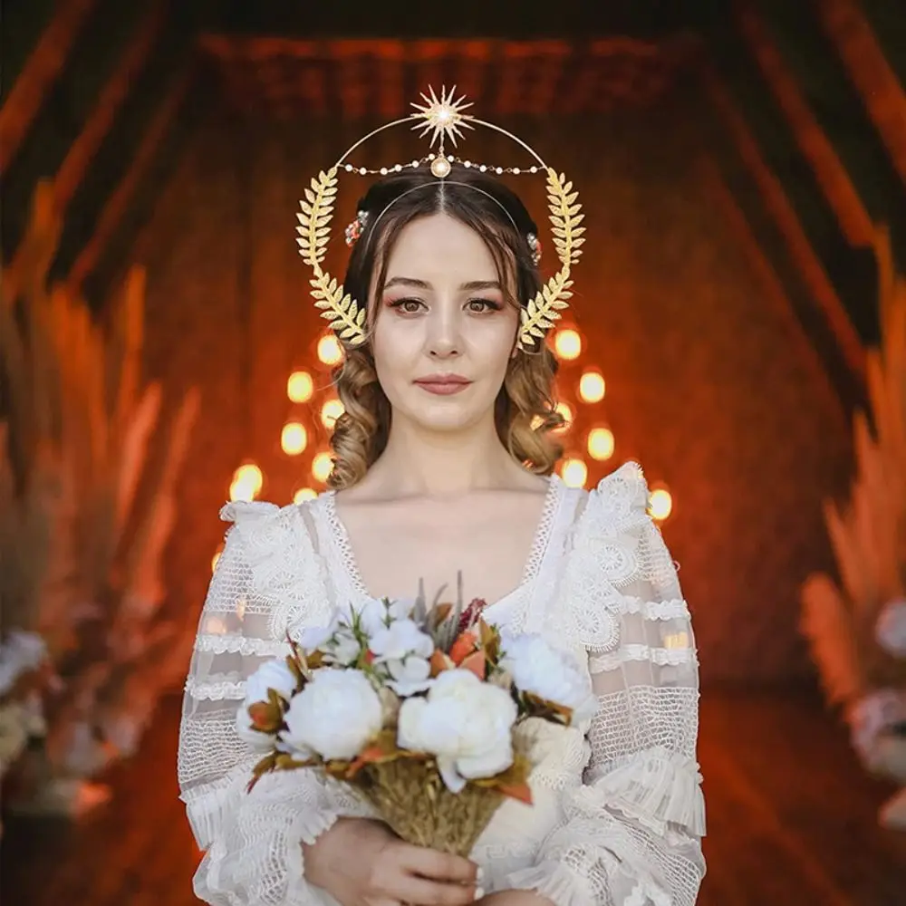 جديد سبيكة هالة تاج طقم من الحلقان حجر الراين البوهيمي ستار عقال طبقة مزدوجة السداسية ستار الشعر هوب إكسسوارات الشعر #2